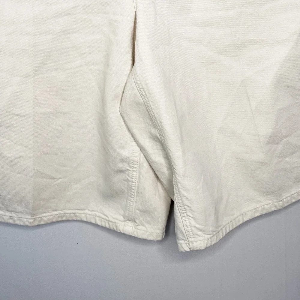 MNG Cream Denim Bermuda Shorts Women‎ Size 12 Wide Leg Culotte Jeans - Picture 5 of 10